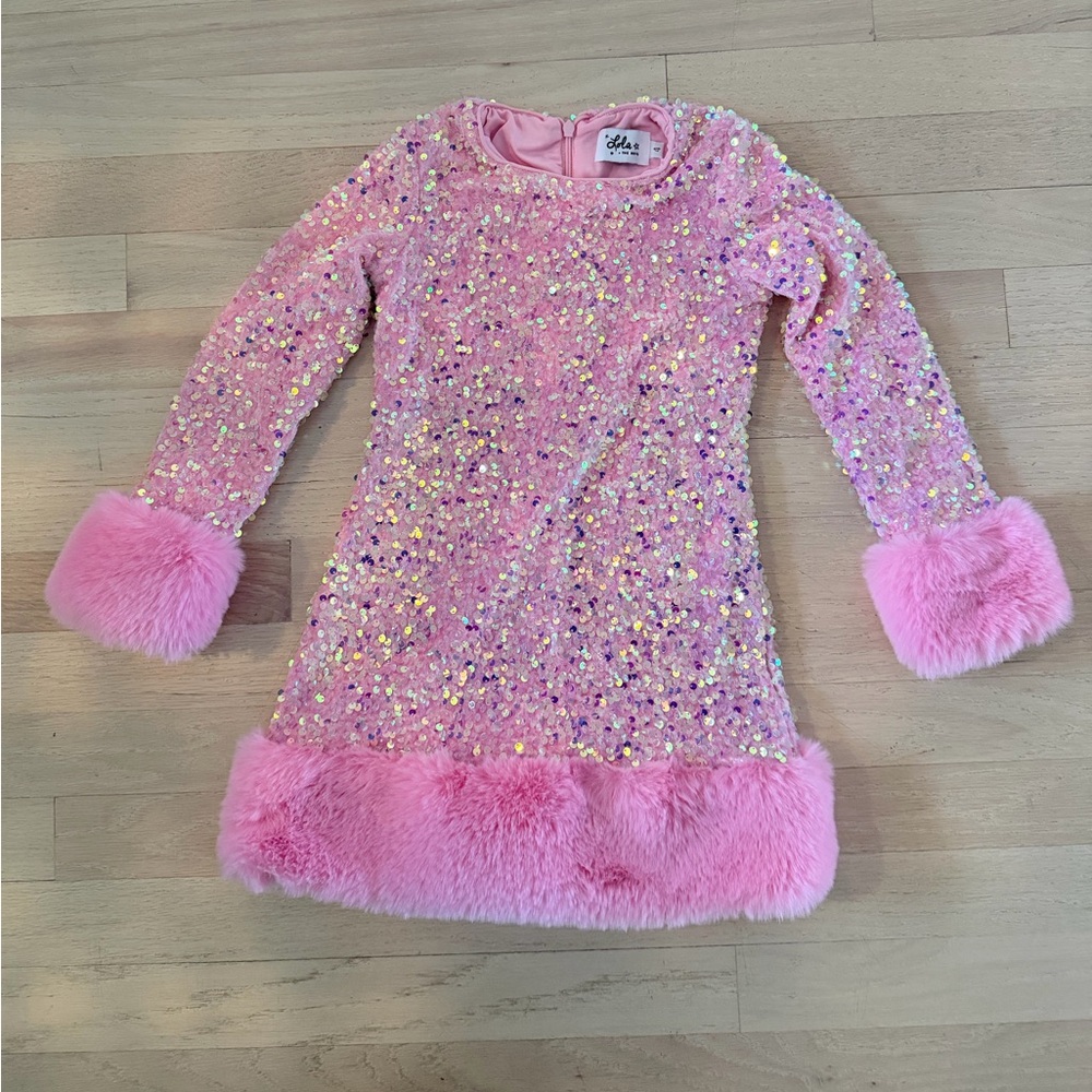 Lola + The Boys Iridescent Pink Sequin Party Dress